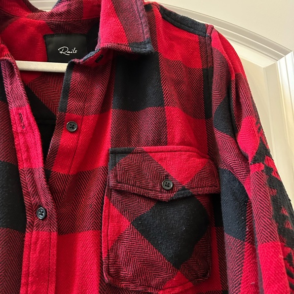RAILS Larsson Embroidered button down in crimson jet. Tribal. Buffalo check. EUC - Picture 8 of 13